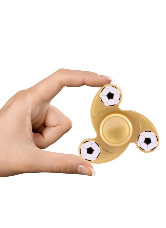 Premsons® Hand Spinner Desk Toy - High Speed Smooth Finger Spin Sensory Fidget Stress Relief Game Play for Kids & Adults - Birthday Party Gift - Metal - Gold Football