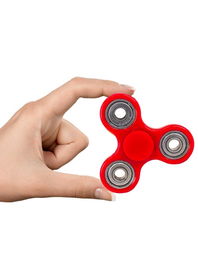 Premsons® Hand Spinner Desk Toy - High Speed Smooth Finger Spin Sensory Fidget Stress Relief Game Play for Kids & Adults - Birthday Party Gift - Four Bearing - Red with Silver Bearing