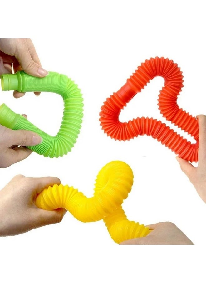 VGRASSP Push and Pull Pipe Tube Toy for Kids, Toddlers - Stretch and Bend Into Your Own Way - Smooth Sensory Fidget Toy - Multicolor (Color As Per Stock) (Pack of 6)