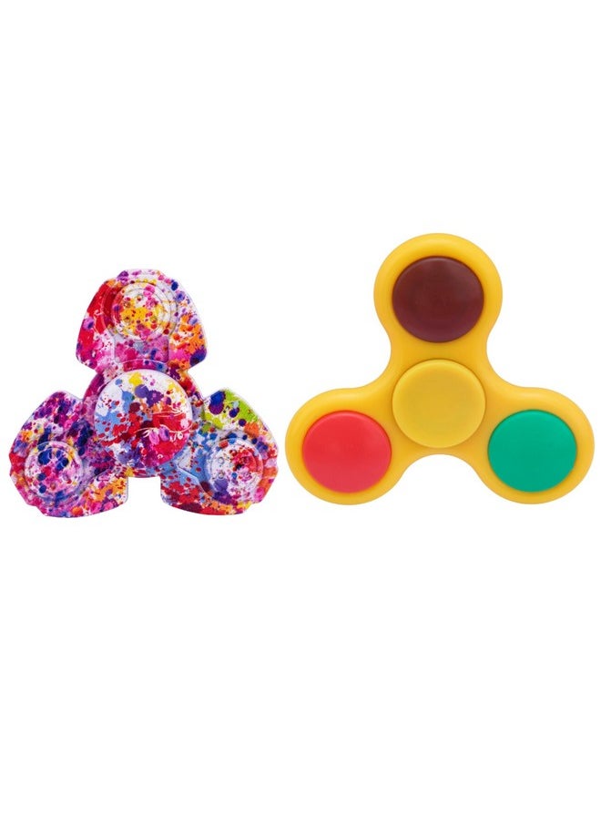 Premsons® Hand Spinner Desk Toy - High Speed Smooth Finger Spin Sensory Fidget Stress Relief Game Play for Kids & Adults - Birthday Party Gift - Combo - Rainbow Triangular Head + Plastic Yellow