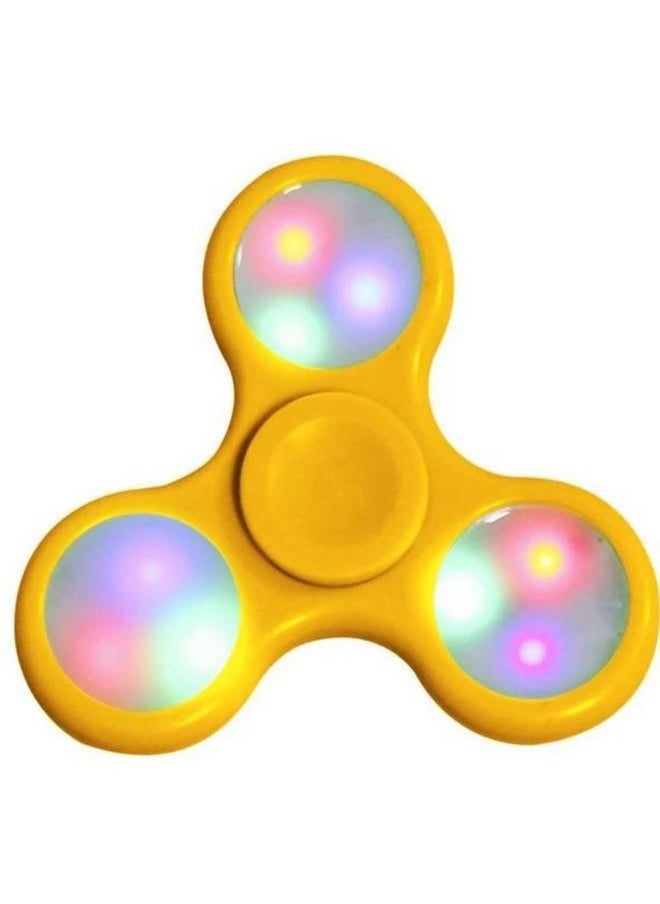 Premsons® Hand Spinner Desk Toy - High Speed Smooth Finger Spin Sensory Fidget Stress Relief Game Play for Kids & Adults - Birthday Party Gift - with Lights - Yellow