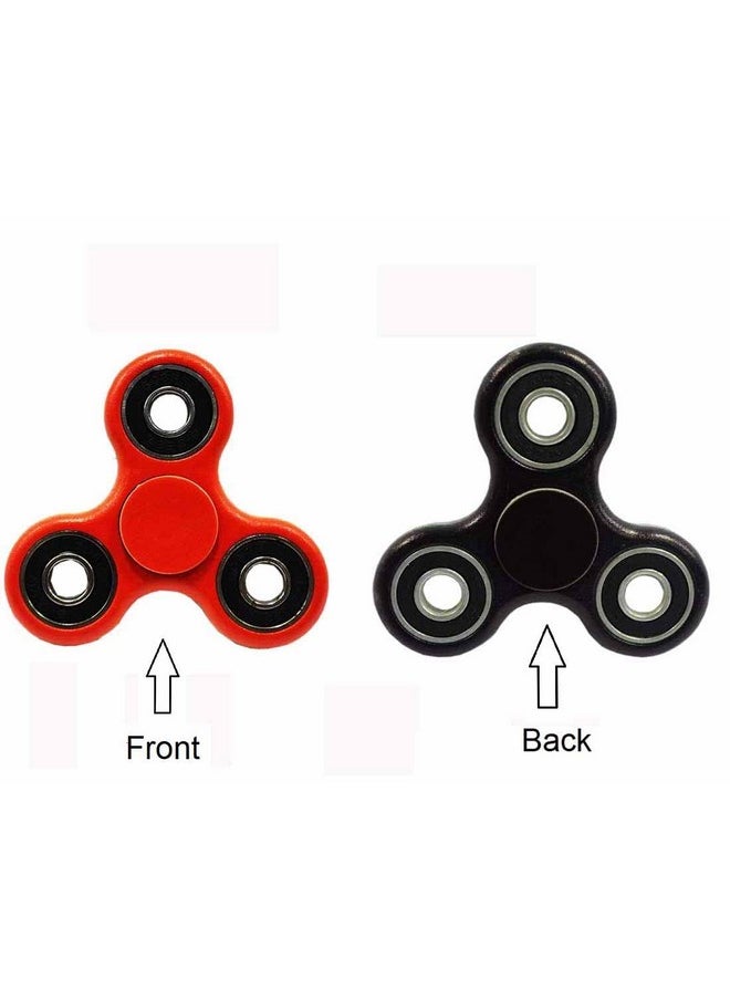 Premsons® Hand Spinner Desk Toy - High Speed Smooth Finger Spin Sensory Fidget Stress Relief Game Play for Kids & Adults - Birthday Party Gift - Four Bearing - Red + Black Dual Sided