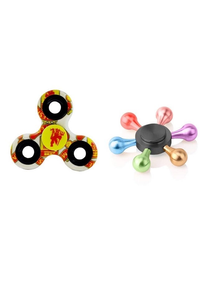 Premsons® Hand Spinner Desk Toy - High Speed Smooth Finger Spin Sensory Fidget Stress Relief Game Play for Kids & Adults - Birthday Party Gift - Combo - Orange & Multicolor