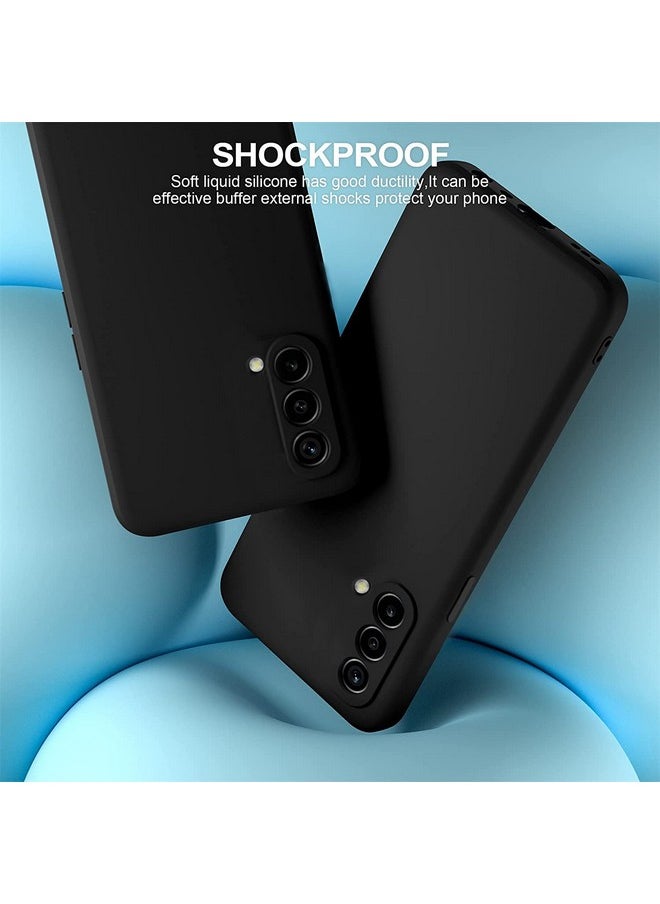 Amozo Liquid Silicon Shockproof, Camera Protection, with Fabric Lining Back Case Cover for OnePlus Nord CE 5G (Silicon | Black)