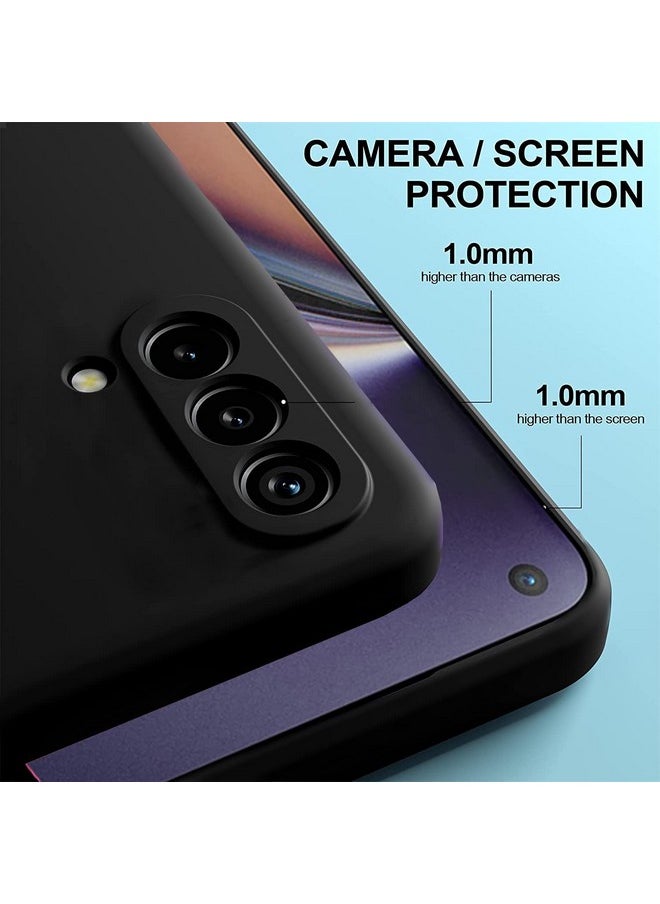 Amozo Liquid Silicon Shockproof, Camera Protection, with Fabric Lining Back Case Cover for OnePlus Nord CE 5G (Silicon | Black)