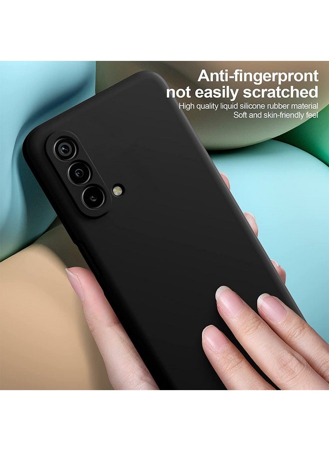 Amozo Liquid Silicon Shockproof, Camera Protection, with Fabric Lining Back Case Cover for OnePlus Nord CE 5G (Silicon | Black)