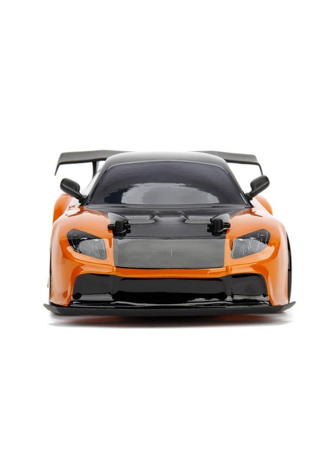 Jada Toys Fast & Furious Han’s Mazda RX-7 Drift RC Car, 1: 10 Scale 2.4Ghz Remote Control Orange & Black, Ready to Run, USB Charging (Standard) (99700)