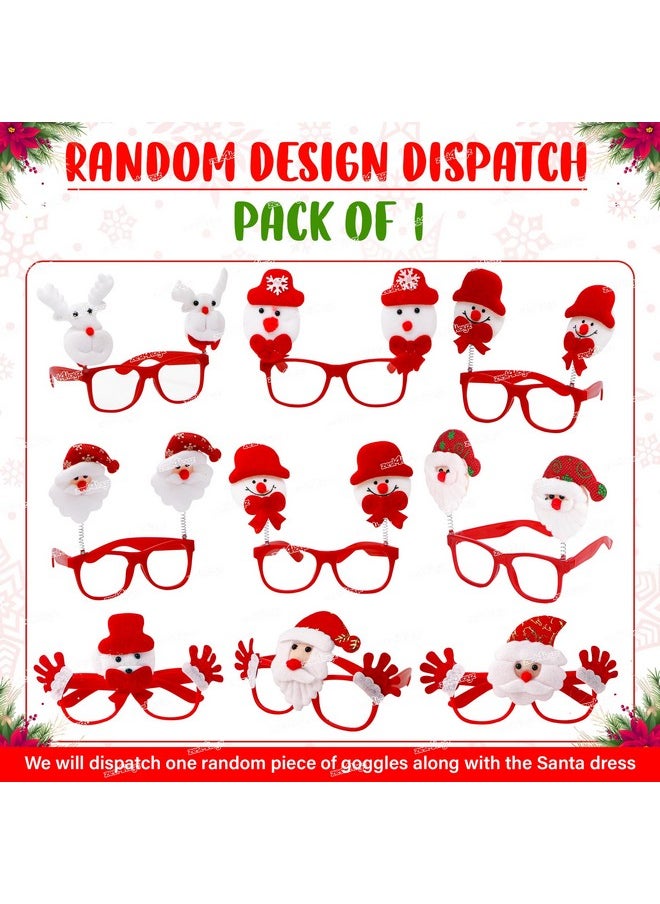 Zest 4 Toyz Cotton Santa Claus Dress For Kids Christmas Costume Dress With Jacket Pant Cap Goggles Beard And Pouch Santa Dress For Boys And Girls - Age 0 To 6 Months Old Toddlers, Red