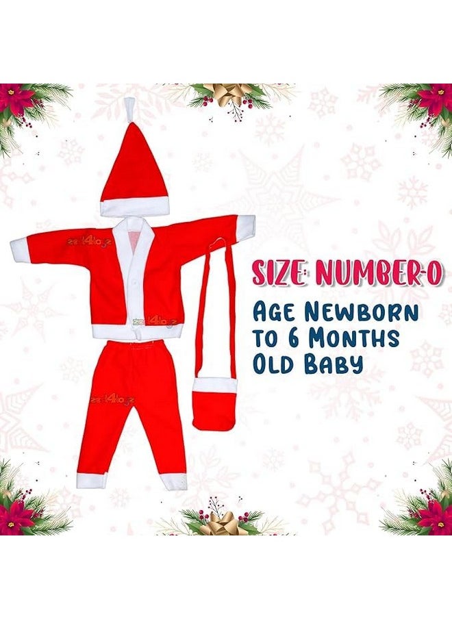 Zest 4 Toyz Cotton Santa Claus Dress For Kids Christmas Costume Dress With Jacket Pant Cap Goggles Beard And Pouch Santa Dress For Boys And Girls - Age 0 To 6 Months Old Toddlers, Red