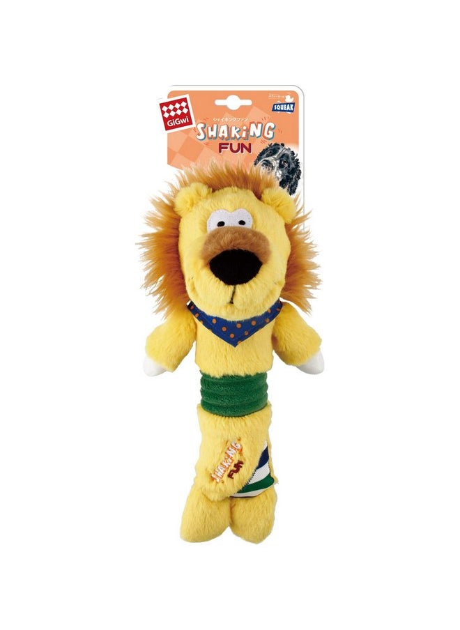 GiGwi Shaking Fun Lion Toy for Dogs, Non-Toxic, Soft, Plush Dog Toy, Shake to Squeak, Perfect for Cuddling, Chewing, Fetching, Tossing, Reduces Boredom, Anxiety, Suitable for Medium Dog Breeds