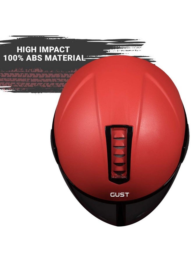 Steelbird Sb-33 7Wings Gust Dashing Isi Certified Open Face Motorcycling Helmet(Large 600 Mm,Dashing Red With Smoke Visor)