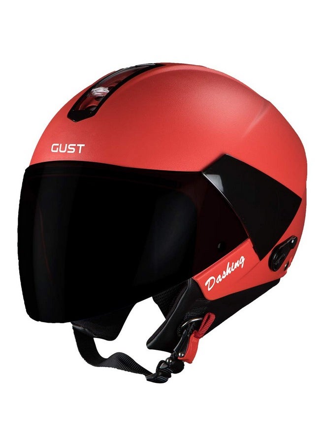 Steelbird Sb-33 7Wings Gust Dashing Isi Certified Open Face Motorcycling Helmet(Large 600 Mm,Dashing Red With Smoke Visor)