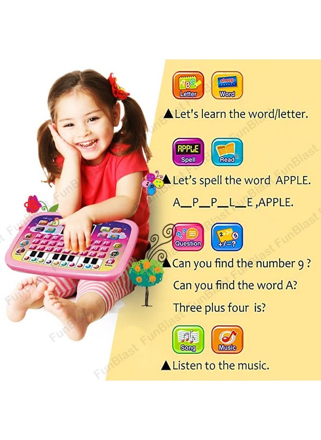 FunBlast Laptop for Kids, Learning Computer for Kids, Laptop Toy, ABC Learning Computer for 3 Year Old Boys and Girls Learning Alphabet and Numbers with Piano, LED Display & Music (Blue)