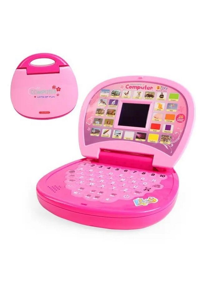 Educational Computer Toy with led Screen Learning Numbers 1-10, Letters A-Z, Words, Sounds, Pink Pack of 1