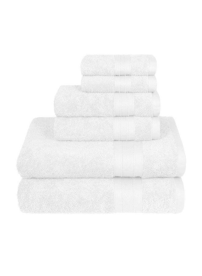 Trident Soft Comfort Air Rich Towels for Bath, 100% Cotton Towel, Super Soft, Highly Absorbent, 6 Pieces Towel Set, 500 GSM - White