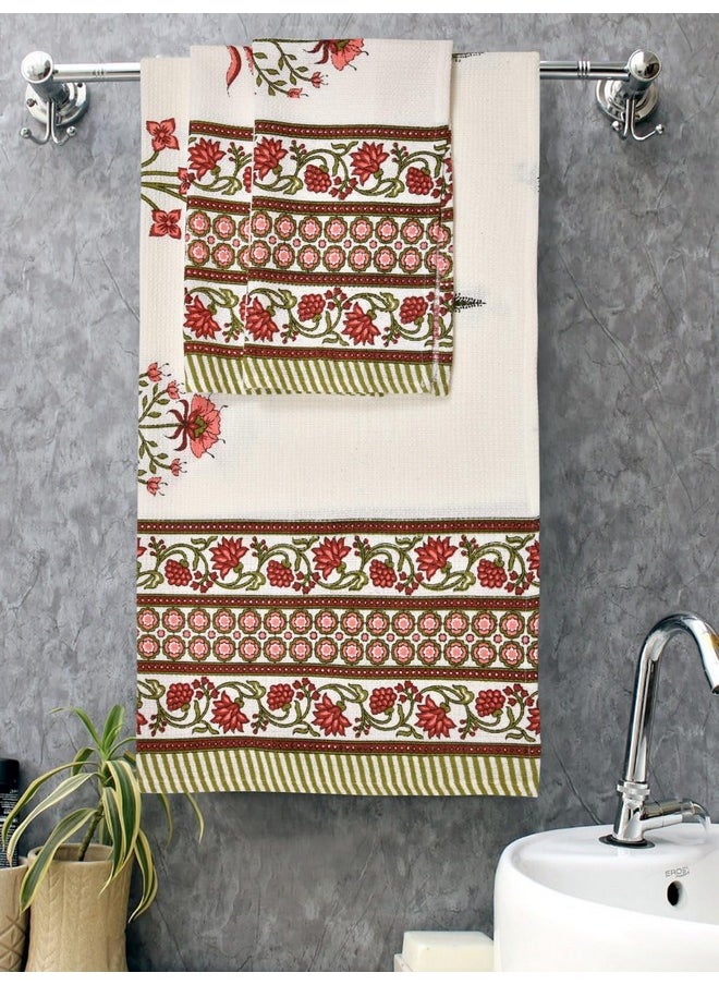 MAFATLAL Bath & Hand Towel Set, 100% Cotton Premium Waffle Towel for Large Size (147x76 cms), Hand Towel (76x38 cms)