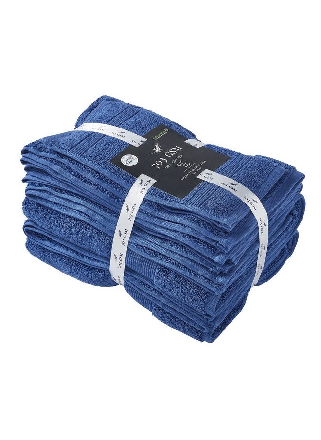 SENSES by Riba 703 GSM 6 pcs Towels Set - All Cotton Zero Twist Premium Hotel & Spa Quality Highly Absorbent (2 Bath Towels, 2 Hand Towel and 2 Wash Cloth) - Navy