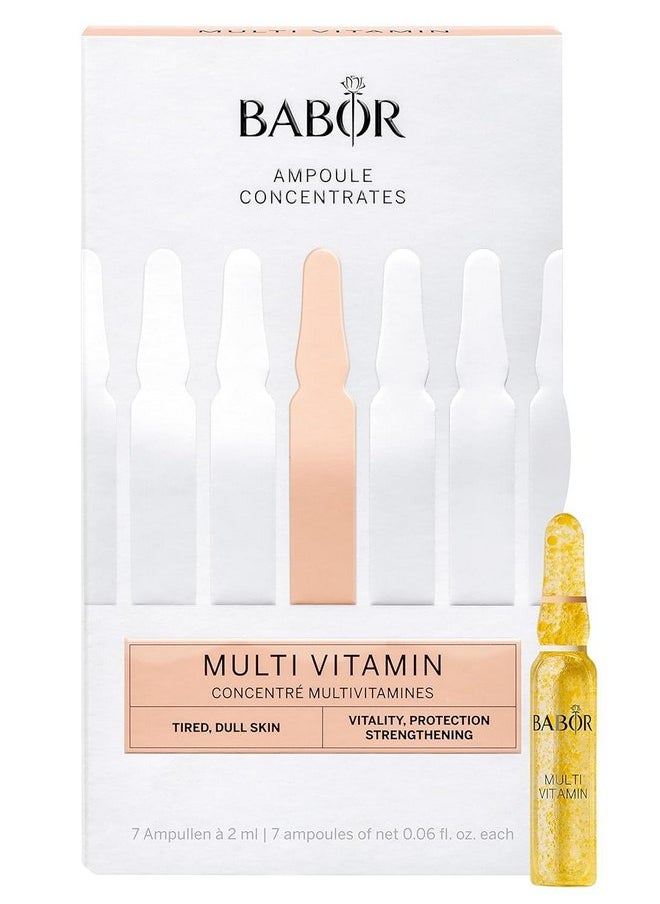 BABOR Multi Vitamin Ampoule Concentrate, Revitalize Dull Tired Skin, Vitamin A Increases Radiance, Vitamin C Evens Tone, Niacinamide Supports Skin Barrier, Vitamin Skincare Capsules, 7 Treatments