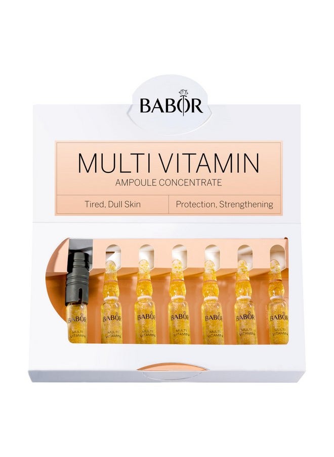BABOR Multi Vitamin Ampoule Concentrate, Revitalize Dull Tired Skin, Vitamin A Increases Radiance, Vitamin C Evens Tone, Niacinamide Supports Skin Barrier, Vitamin Skincare Capsules, 7 Treatments