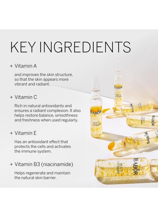BABOR Multi Vitamin Ampoule Concentrate, Revitalize Dull Tired Skin, Vitamin A Increases Radiance, Vitamin C Evens Tone, Niacinamide Supports Skin Barrier, Vitamin Skincare Capsules, 7 Treatments