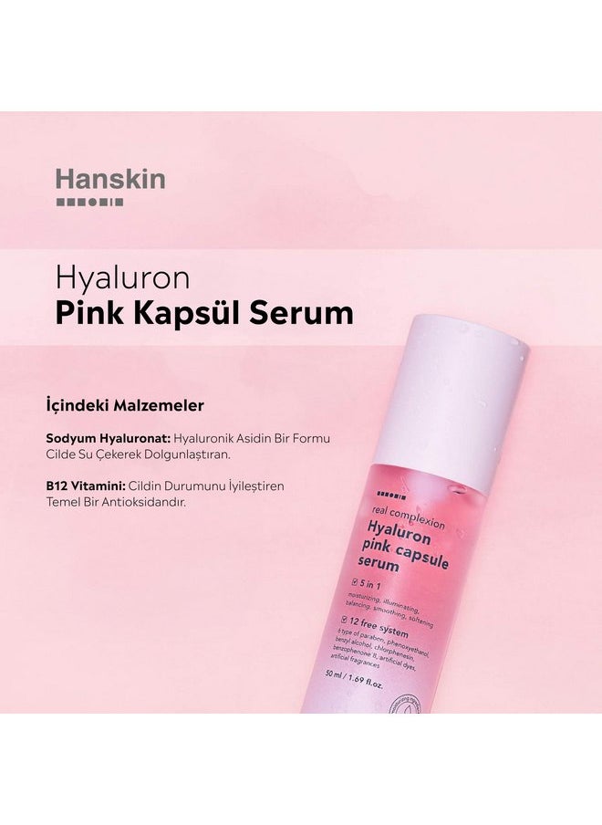 Hanskin Real Complexion Hyaluron Pink Capsule Serum with Vitamin B12, Intensive Moisture Deep Hydration, Hyaluronic Acid [50ml]