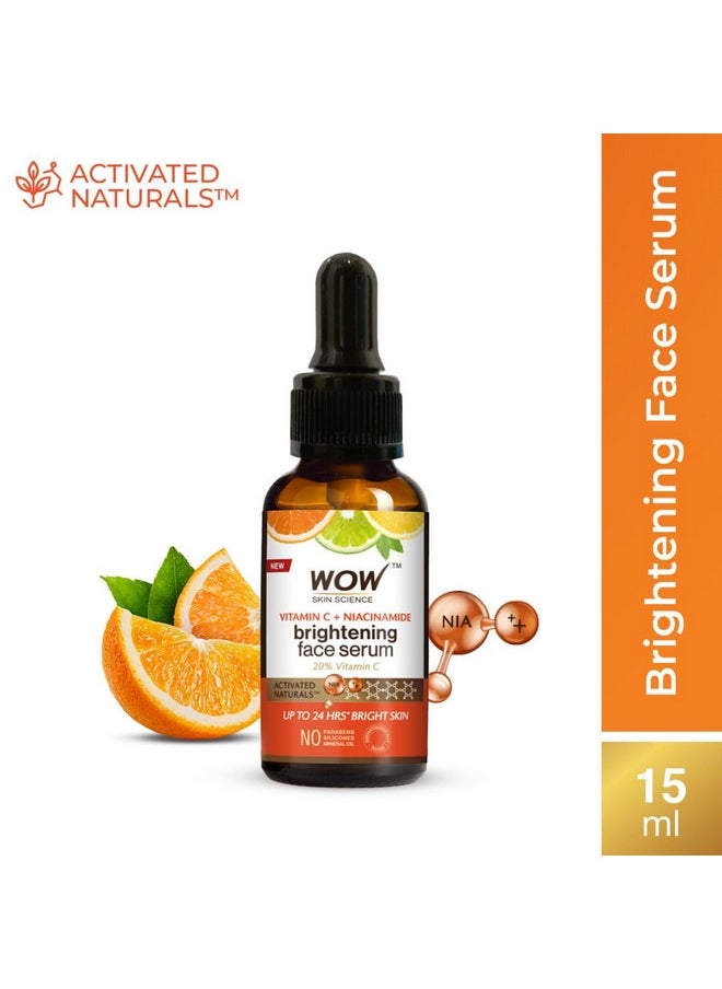WOW Skin Science Brightening 20% Vitamin C Face Serum | Boost Collagen and Elastin for Anti aging, Skin Repair | For Dark Circles, Fine Lines | Glowing Skin | Hydrates | 15 ml
