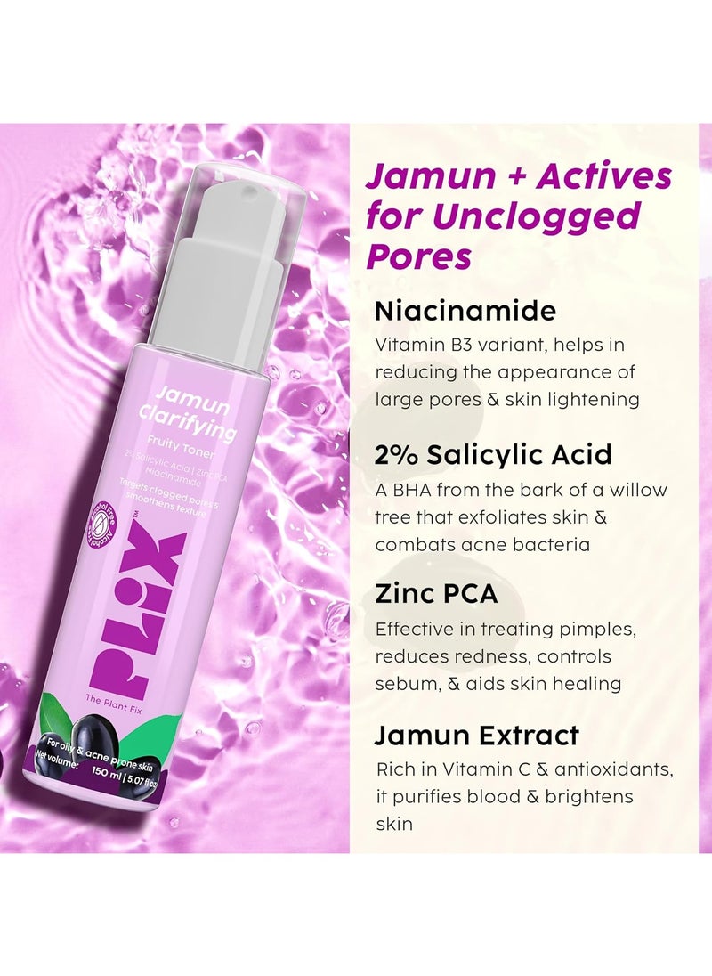 amun Clarifying Fruity Toner (150 Ml)|With Niacinamide & Jamun Extract|Targets Clogged Pores & Smoothens Skin|For Oily & Acne Prone Skin|Alcohol Free, For Women & Men