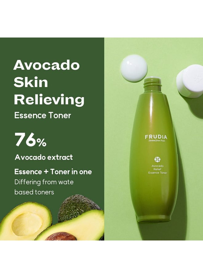 WELCOS FRUDIA Avocado Relief Essence Toner | Calming Toner for Face w/Avocado Extract, Centella Asiatica Extract & MadecassosideX4 | Korean Skin Care Soothing Toner for Sensitive Skin (6.59 fl oz)