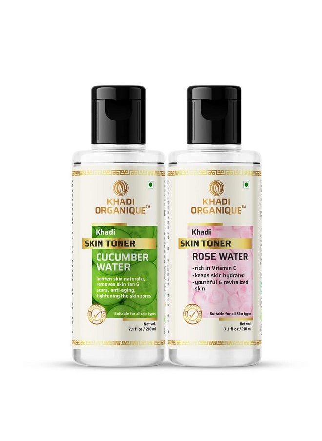 This Khadi Organique Rose Water & Cucumber Water Skin Toner For Glowing Skin, Soothes Skin and Removes Skin Tan (Pack of 2) 420 ml