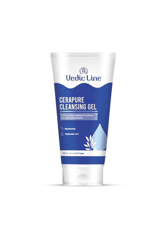 Vedicline CeraPure Cleansing Gel for Balanced & Hydrated Skin With Niacinamide & Hyaluronic Acid for Daily Use 100ml