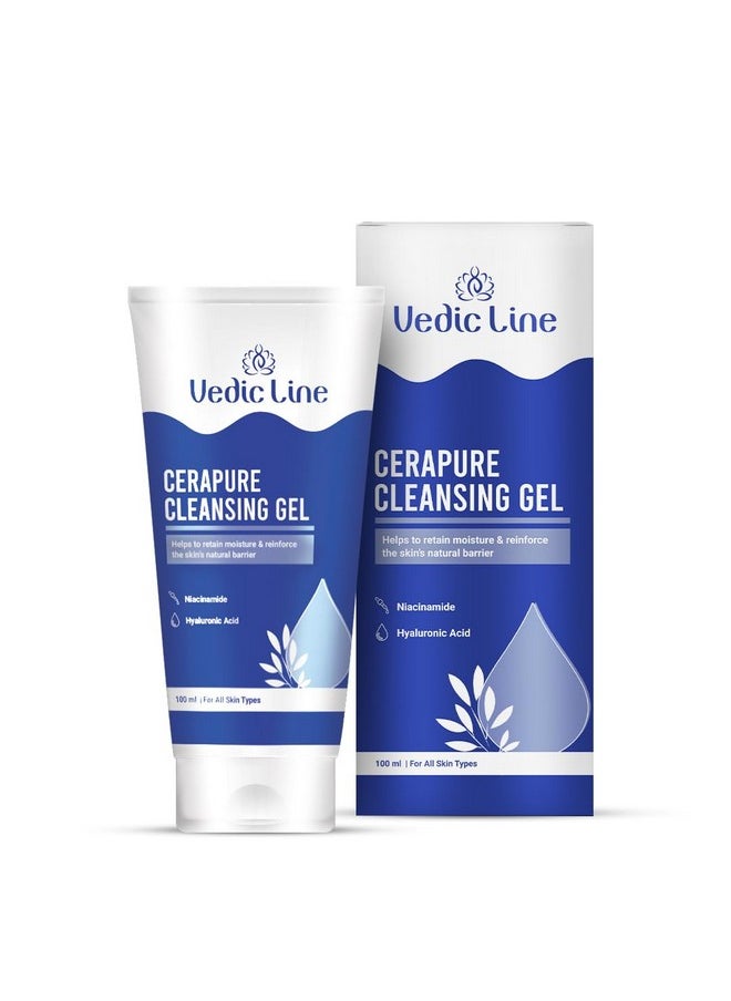 Vedicline CeraPure Cleansing Gel for Balanced & Hydrated Skin With Niacinamide & Hyaluronic Acid for Daily Use 100ml