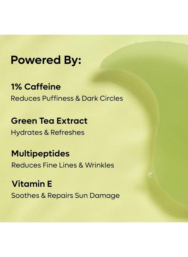 mCaffeine Green Tea Hydrogel Under Eye Patches for Fine Lines Reduction | Cooling Under Eye Patch Mask with 1% Caffeine for Instant Hydration & De-Puffing | 15 Pairs