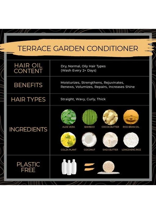 Viori Terrace Garden Shampoo and Conditioner Bar Set Made with Rice Water - Handcrafted Sulfate Free Shampoo and Conditioner