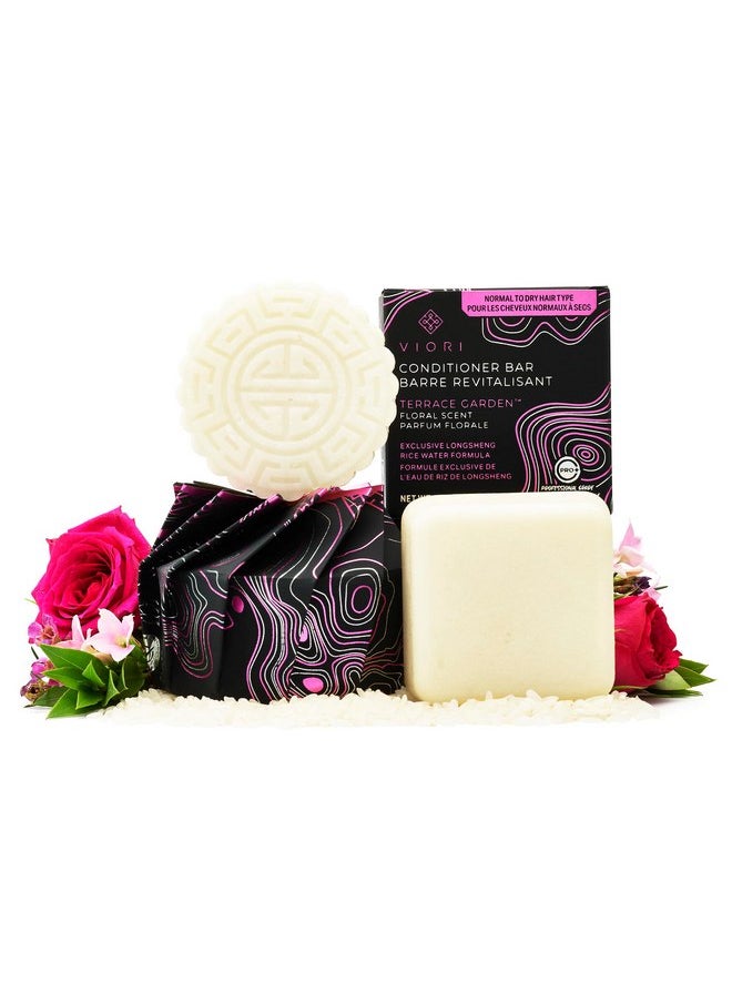 Viori Terrace Garden Shampoo and Conditioner Bar Set Made with Rice Water - Handcrafted Sulfate Free Shampoo and Conditioner