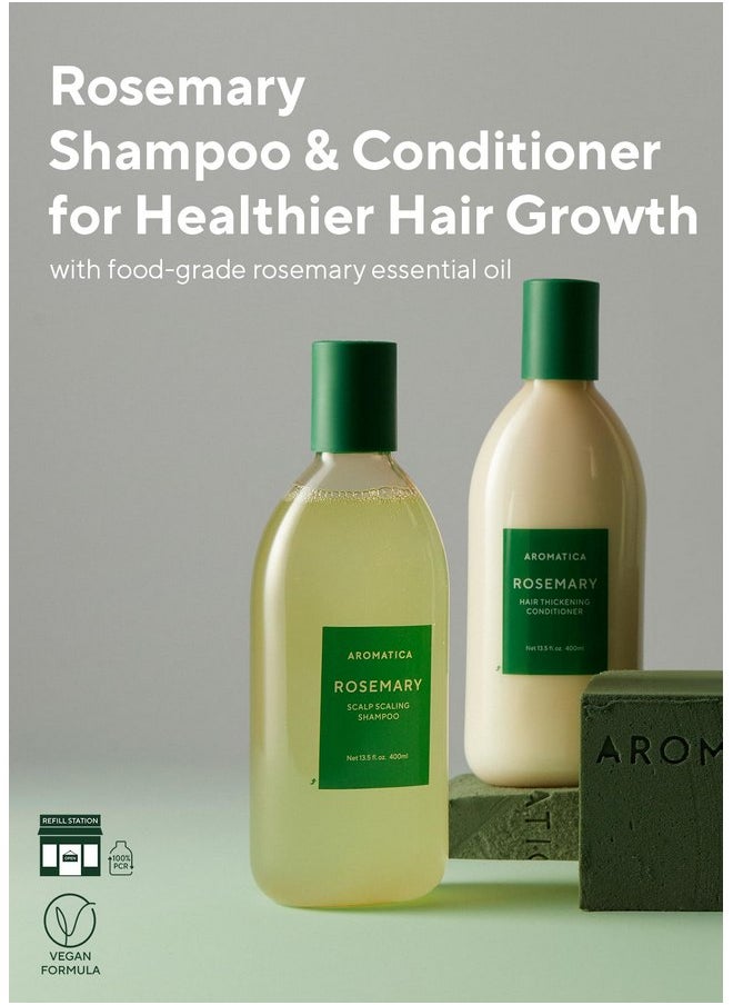 AROMATICA Rosemary Scalp Scaling Shampoo and Conditioner Set 13.53 fl.oz each - Vegan Hair Care Gift Set with Rosemary Oil. Sulfate Free Shampoo Conditioner For Hair Growth