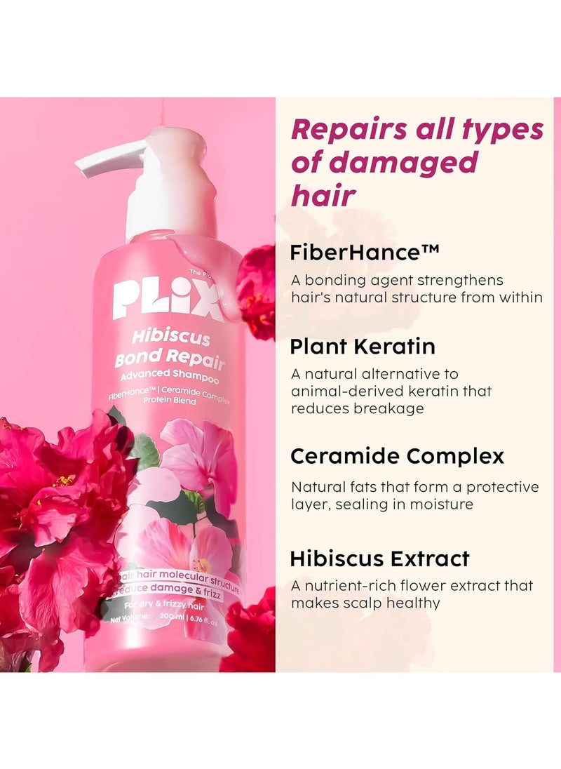Hibiscus Bond Repair Shampoo (200ml) + Conditioner (175ml) | Repairs Molecular Structure & Reduces Breakage | FiberHance™ & TechnoHYAL Hair Complex
