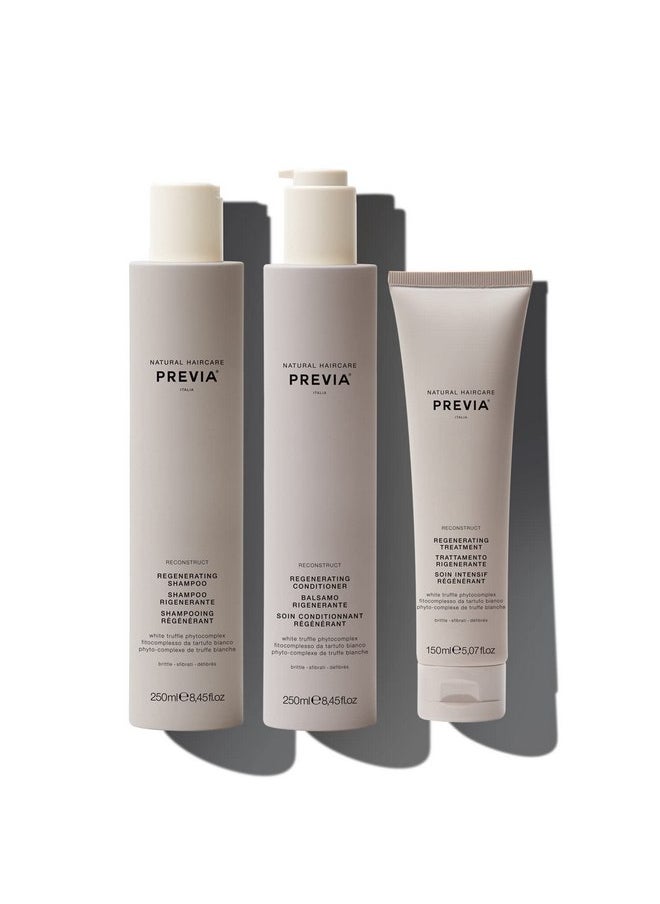 PREVIA Reconstruct Regenerating Hair Growth Kit for Damaged Hair Hydrating Shampoo Moisturizing Conditioner & Hair Treatment with White Truffle Sulfate & Paraben-Free Hair Repair 8.45 oz & 5 oz