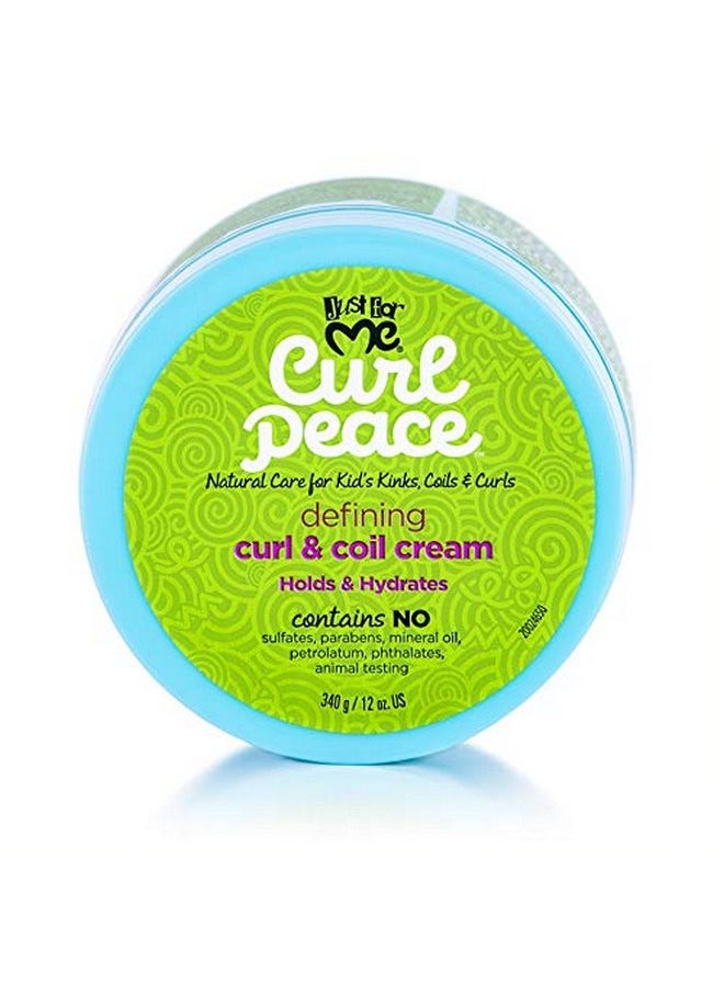 Just For Me Curl Peace Defining Curl & Coil Cream (3 Pack) - Holds & Hydrates, Contains Flaxseed, Avocado Oil & Black Castor Oil, No Animal Testing, 12 oz