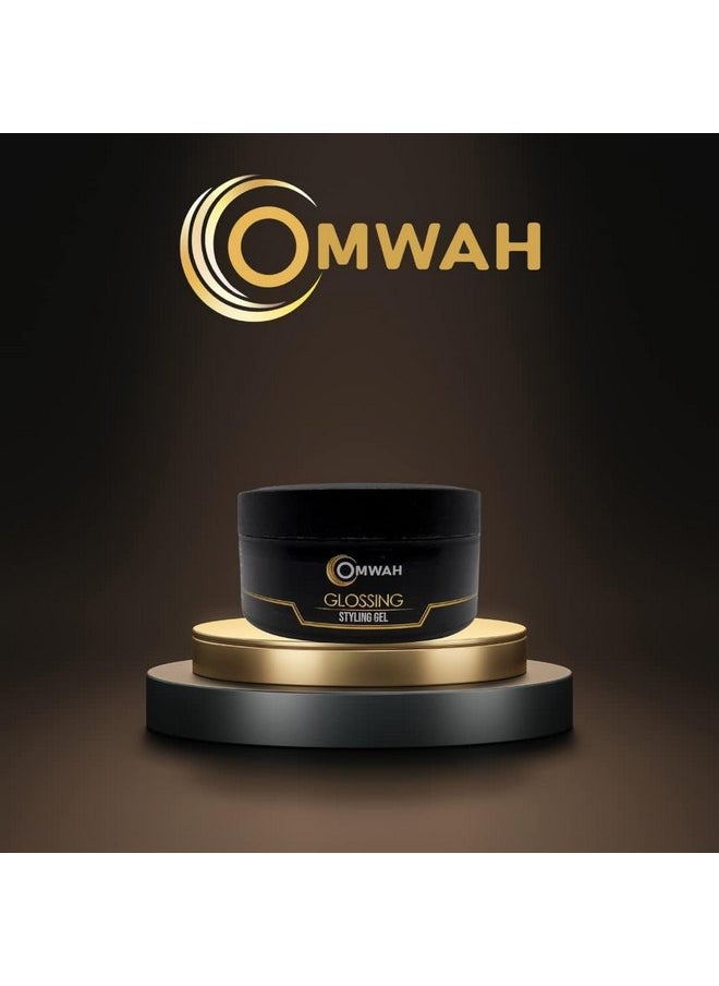 OMWAH Professional Hair Styling Gel for men Strong Hold hair gel for boys with Vitamin E & Pro-VB5, Flake-Free Formula, Protects, Nourishes & Styles All Hair Types Effortlessly (Glossing) 8.45 oz