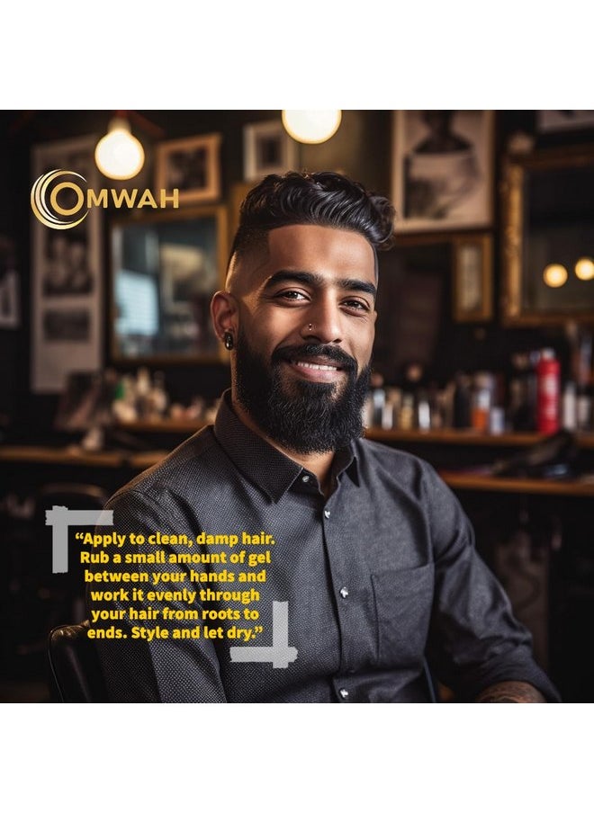 OMWAH Professional Hair Styling Gel for men Strong Hold hair gel for boys with Vitamin E & Pro-VB5, Flake-Free Formula, Protects, Nourishes & Styles All Hair Types Effortlessly (Glossing) 8.45 oz