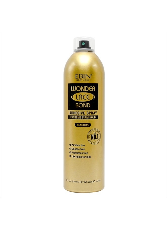 Wonder Lace Bond Adhesive Spray Sensitive - Extreme Firm Hold 14.2 fl. oz./ 402mL |Sensitive Use, Fast Drying,No Residue, No Build-up, Powerful Hold, All-Day Hold, Easy Daily Wig Install