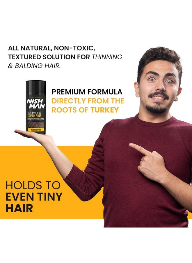 Nishman Hair Building Keratin Fiber | For thinning hair | Concelas hair loss patches | Keratin Fiber - 21g | Dark Brown