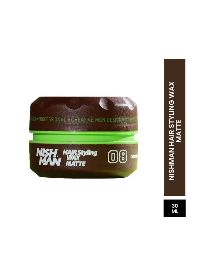 Nishman Matte Wax - Men Hairstyling Wax | Strong Hold | Non - Sticky, Restylable & Water Soluble Wax | 30 ml