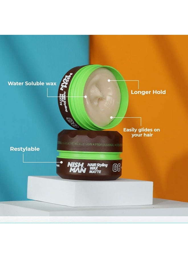Nishman Matte Wax - Men Hairstyling Wax | Strong Hold | Non - Sticky, Restylable & Water Soluble Wax | 30 ml