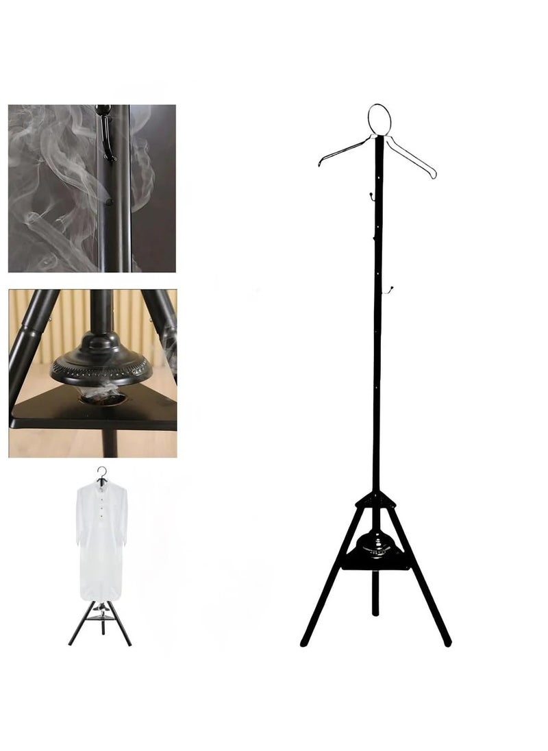 175cm Clothes Bakhoor Burner Stand – Hanging Incense Stand with Hooks & Steam Holes (Black)