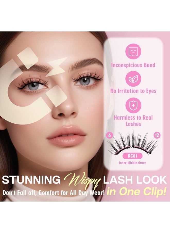 CALAILIS Magnetic Eyelashes with Applicator Soft Magnetic Lashes Natural Look Reusable Magnetic Eyelashes without Eyeliner No Glue Needed Soft Eyelashes Magnetic Lashes for All Day Comfort (RC01)