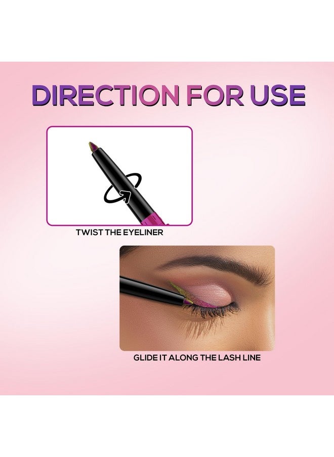 RENEE Holographic Crayon Eyeliner, Smudge-Proof,Shimmery Finish & Long-Lasting, Easy Glide & Quick-Drying Formula With Monochrome Effect, Intense Color Pay-Off, Infused With Vitamin E, 03 Venus, Pink