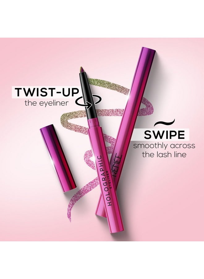 RENEE Holographic Crayon Eyeliner, Smudge-Proof,Shimmery Finish & Long-Lasting, Easy Glide & Quick-Drying Formula With Monochrome Effect, Intense Color Pay-Off, Infused With Vitamin E, 03 Venus, Pink