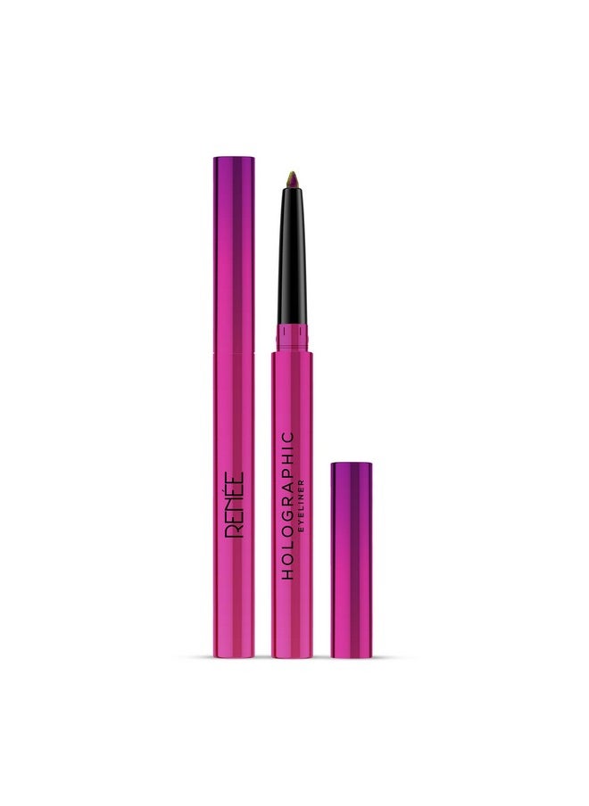 RENEE Holographic Crayon Eyeliner, Smudge-Proof,Shimmery Finish & Long-Lasting, Easy Glide & Quick-Drying Formula With Monochrome Effect, Intense Color Pay-Off, Infused With Vitamin E, 03 Venus, Pink