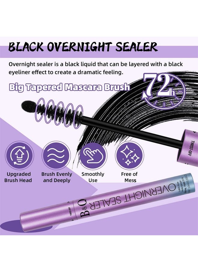Lash Seal 10Ml Overnighter Lash Sealer For Cluster Lashes Waterproof Lash Sealant For Eyelash Extension Lash Extension Sealant Long Lasting Lock The Lash Bond (Black Seal 10Ml)